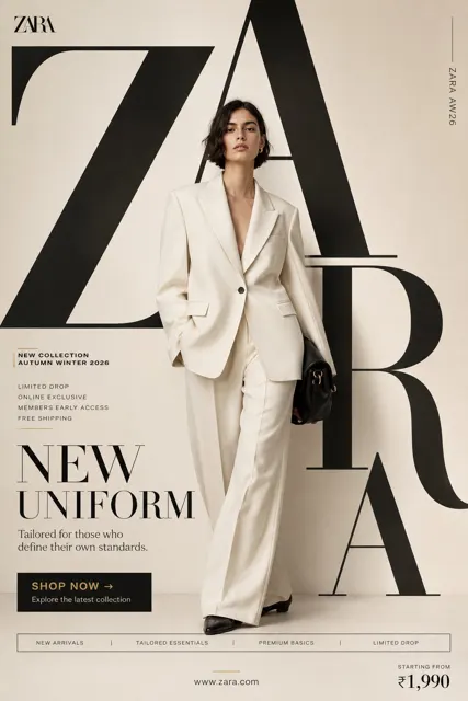 Zara new uniform premium fashion smm poster prompt
