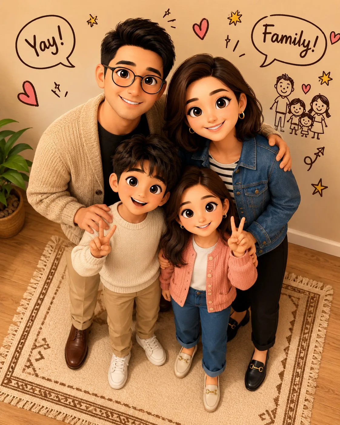 Premium 3d animated family portrait prompt — Sonra