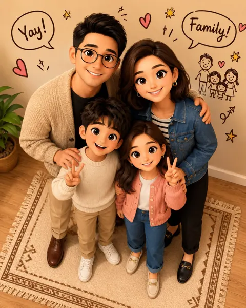 Premium 3d animated family portrait prompt