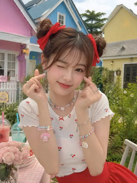 Dreamy pastel neighborhood young woman portrait