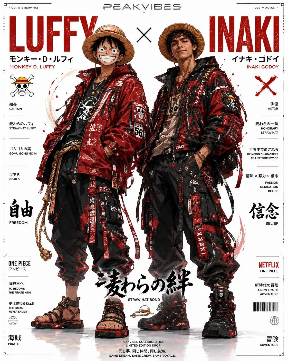 Japanese streetwear anime live action editorial poster — Sonra