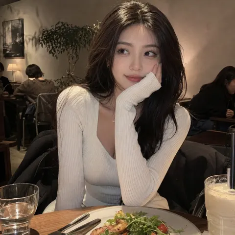 Warm cafe lifestyle woman portrait