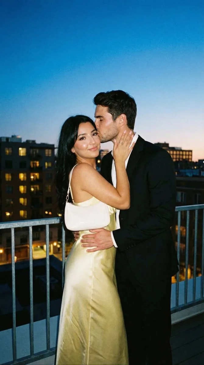 Blue hour rooftop flash kiss — After