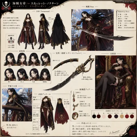 Mysterious pirate empress anime character sheet