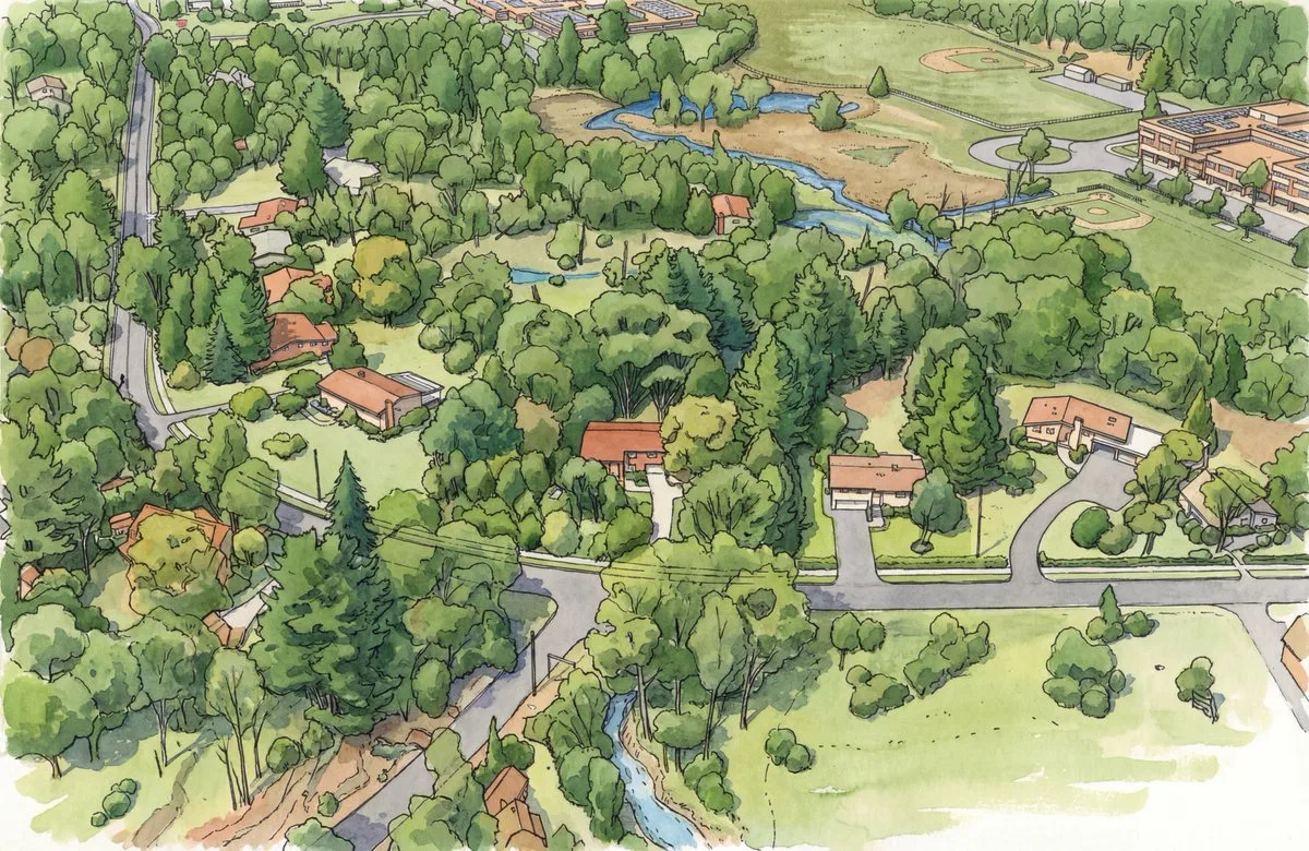 Fine brushstrokes urban planning blueprint — Sonra