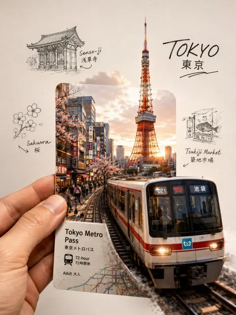Tokyo travel journal collage scrapbook aesthetic