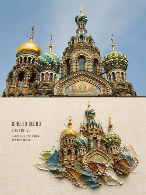 Travel photo impasto acrylic poster design