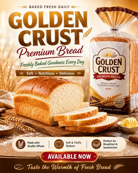 Premium golden crust bakery flyer design
