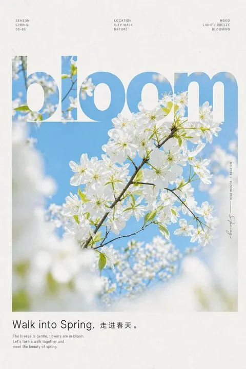 Transparent art magazine style spring bloom poster — After
