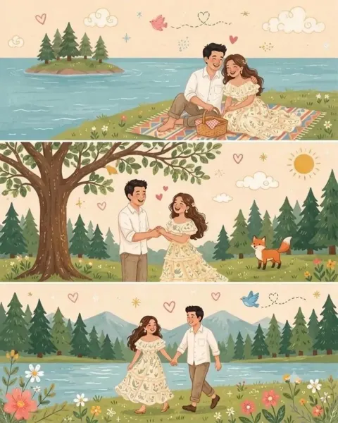 Whimsical folk flat doodle illustration