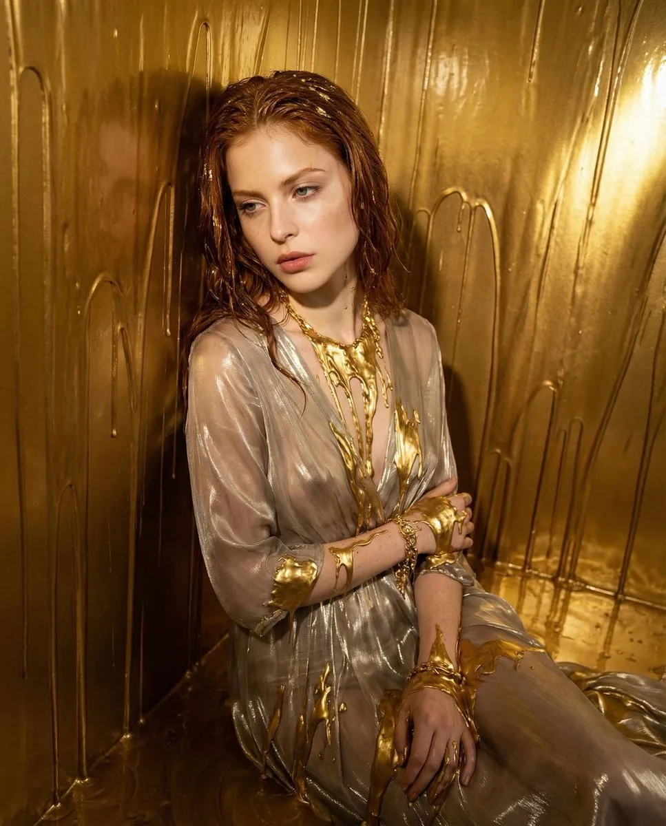 Molten gold surreal portrait — Sonra