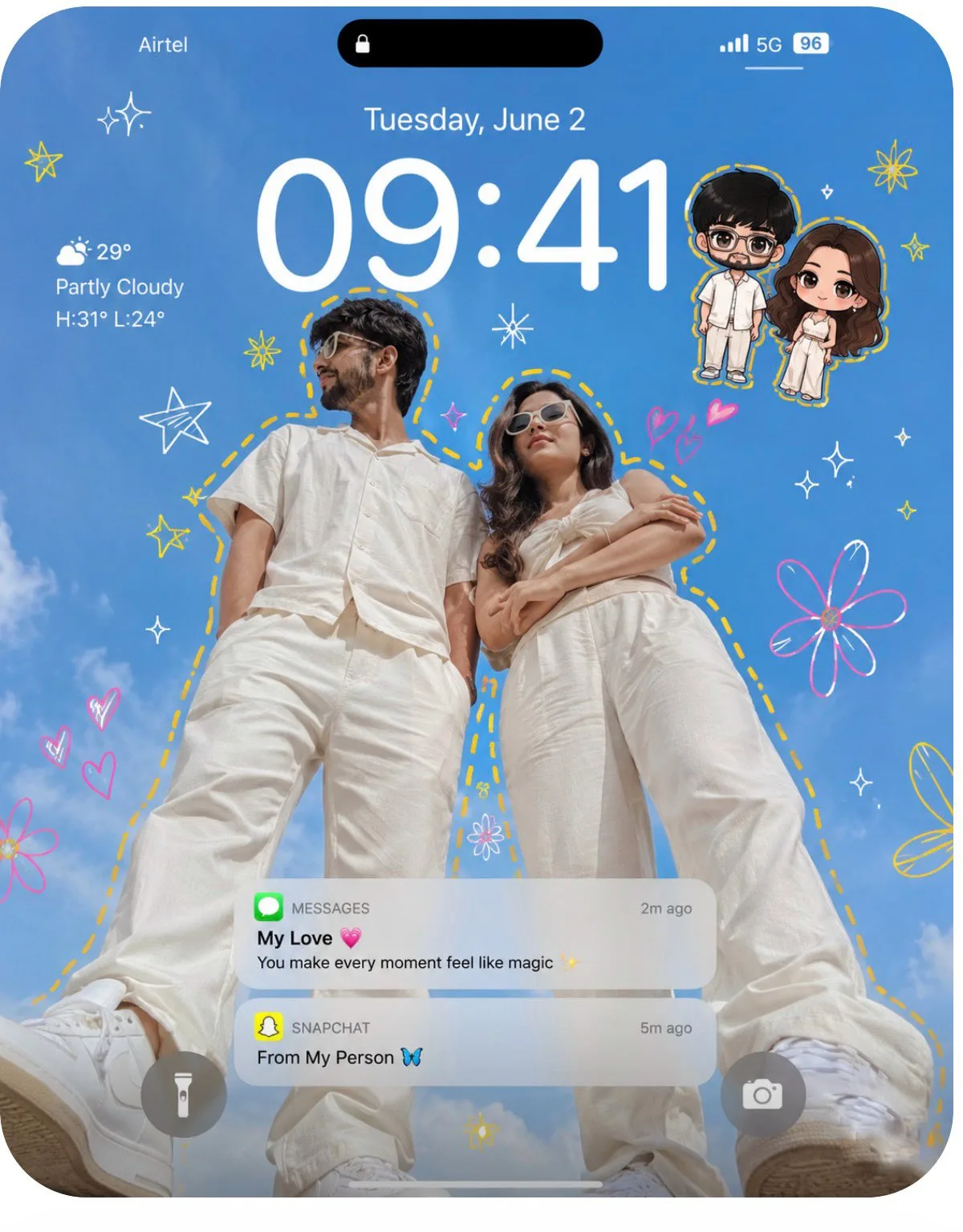 Ultra realistic iphone couple doodle wallpaper — Sonra