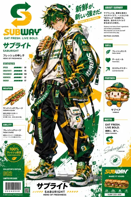 Cyber streetwear anime mascot poster
