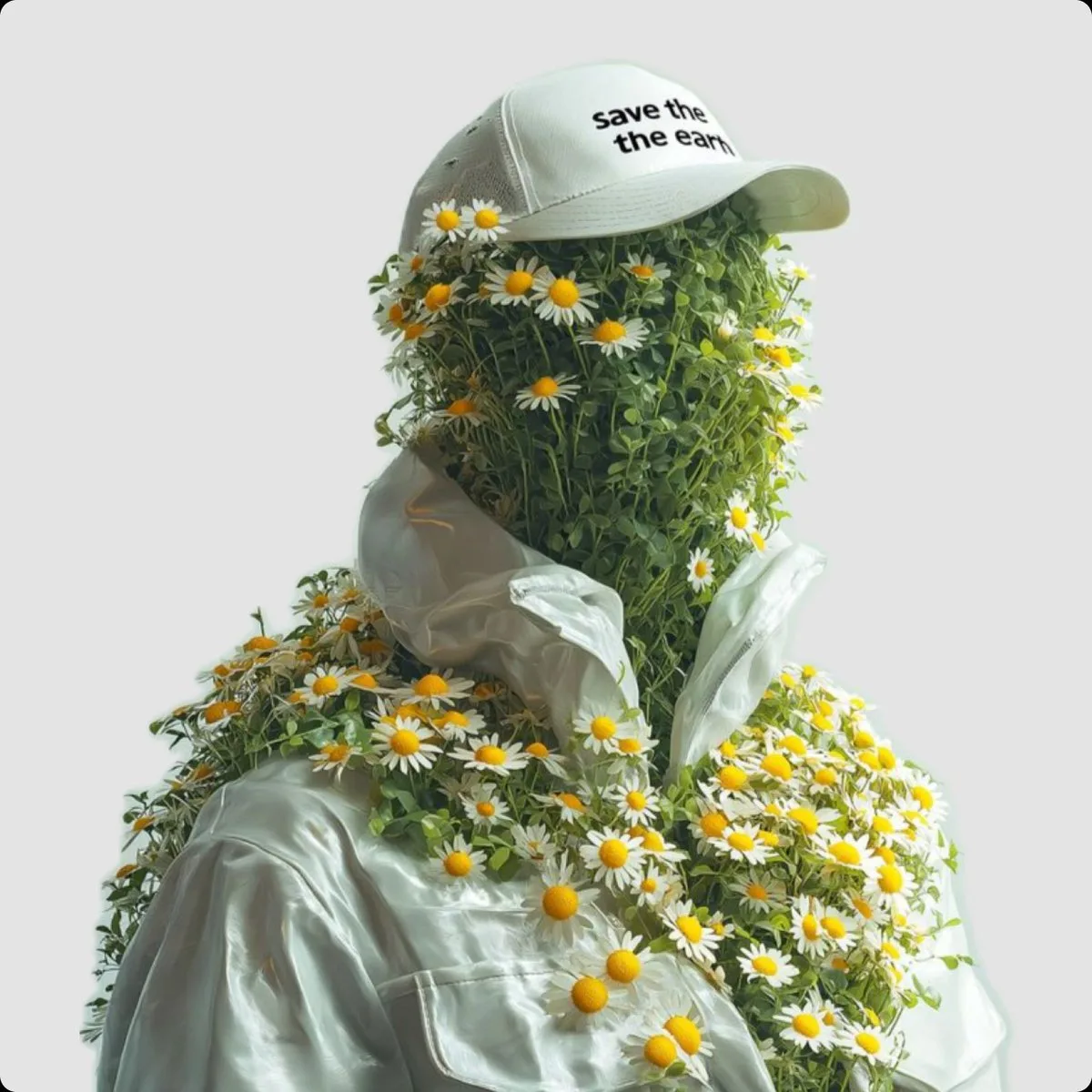 Surreal fashion portrait grass daisy — Sonra