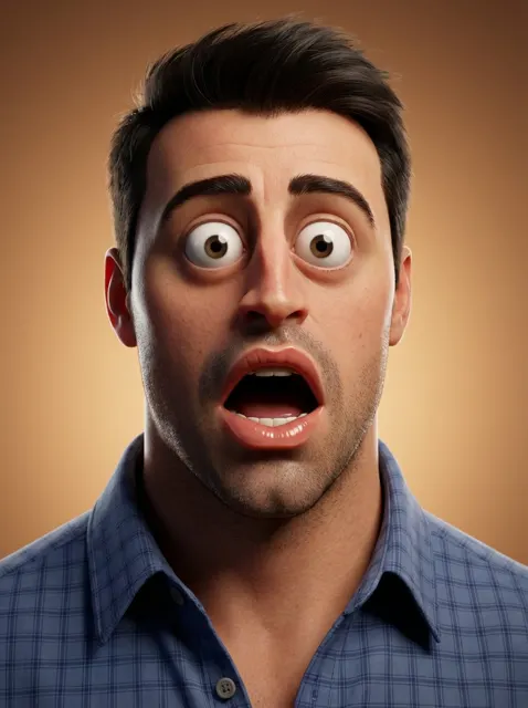 Shocked clay 3d cartoon portrait