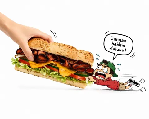 Minimalist food tug of war advertisement
