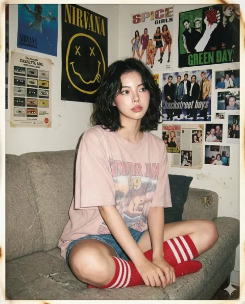 Nostalgic 90s disposable camera photo scan