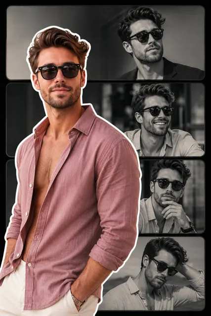 Vertical poster collage man design