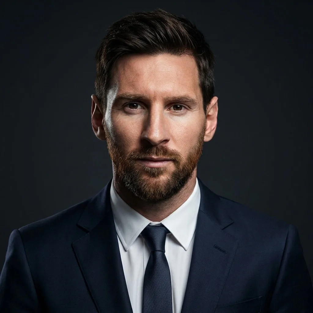 Professional studio portrait man charcoal suit — After