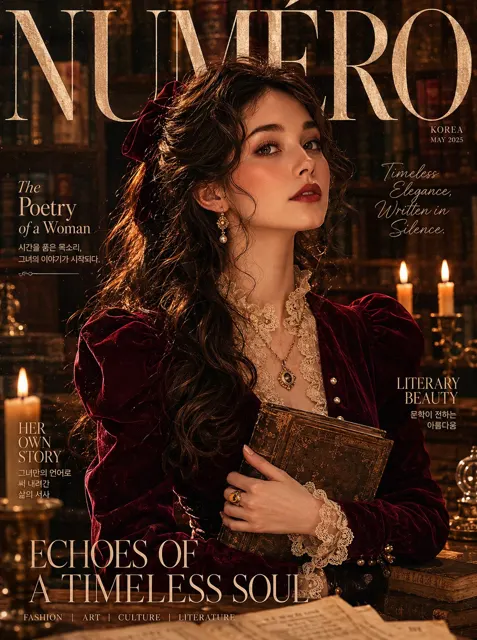 Luxury literary magazine korean woman victorian velvet dress