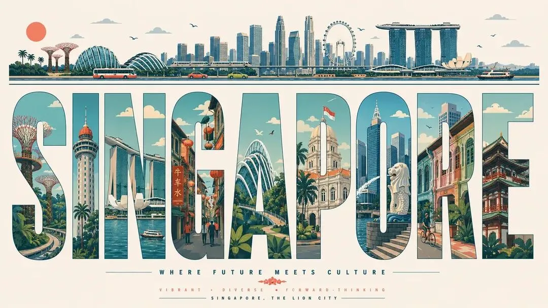 Typography city travel poster mid century style — Sonra