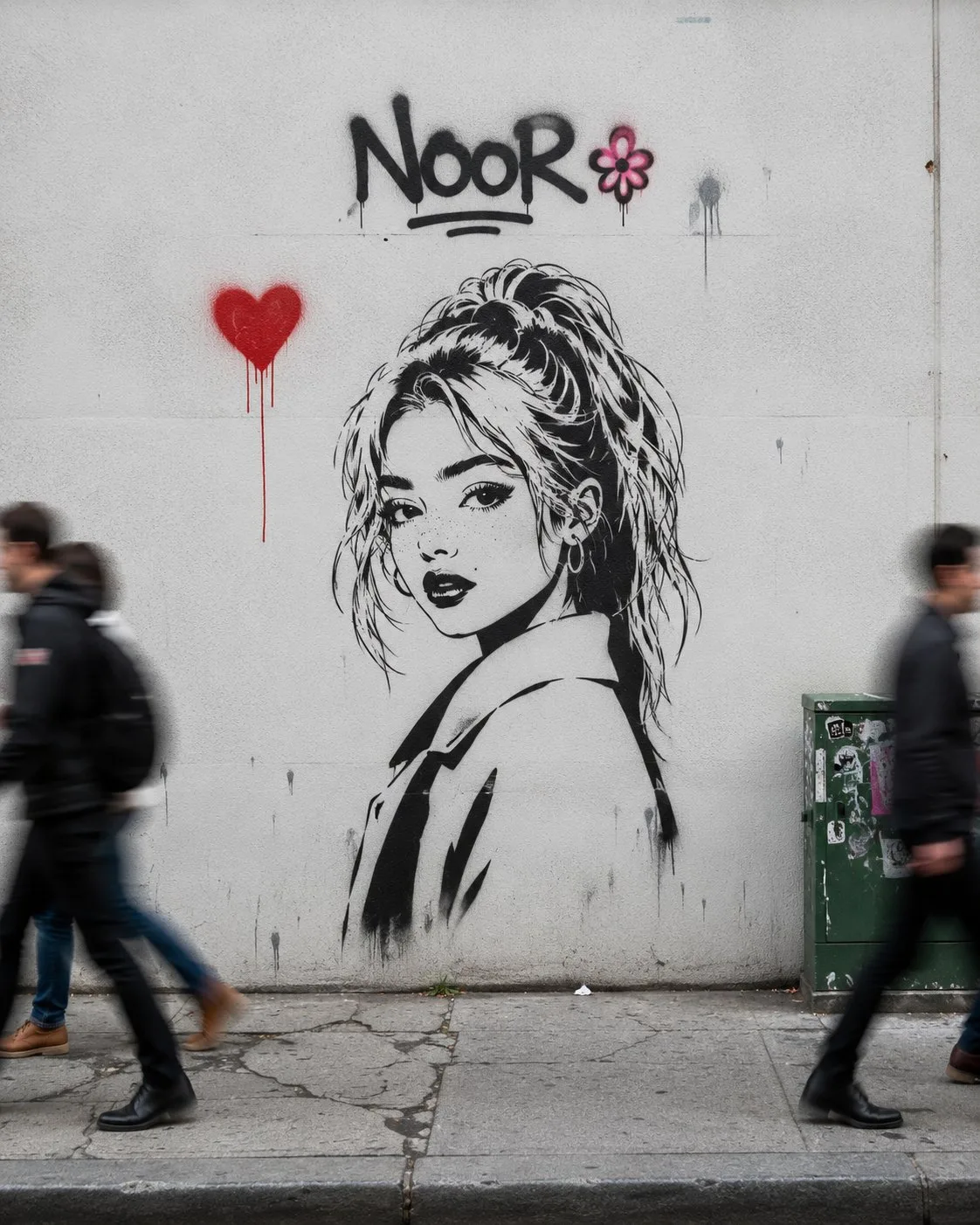 Realistic urban mural noor graffiti art — Sonra