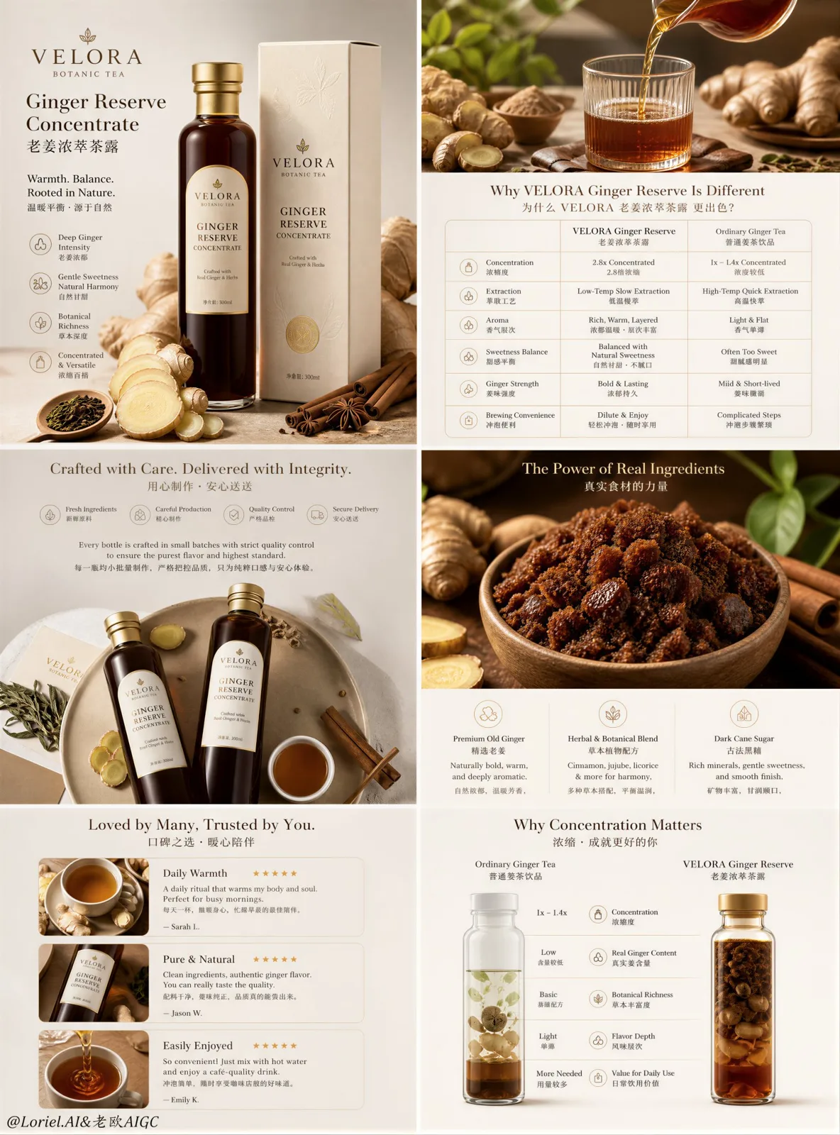 Ultra premium tea beverage detail page sales poster — Sonra