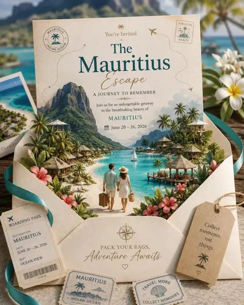 Ultra realistic luxury santorini travel invitation
