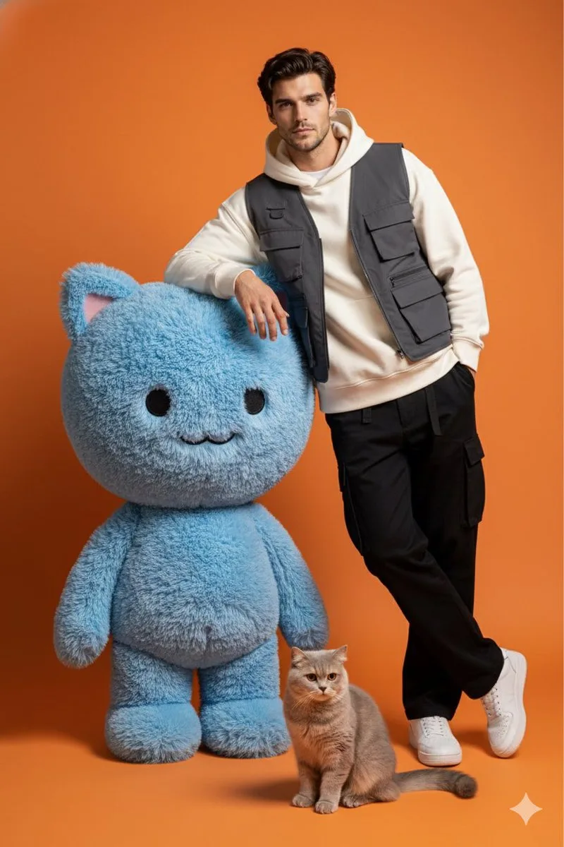 Orange studio man plush fashion — Sonra