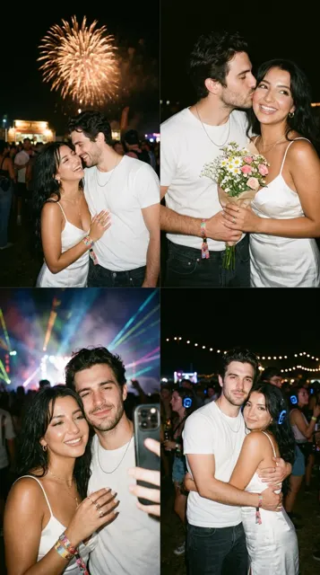 Outdoor music festival couple realistic 4 grid