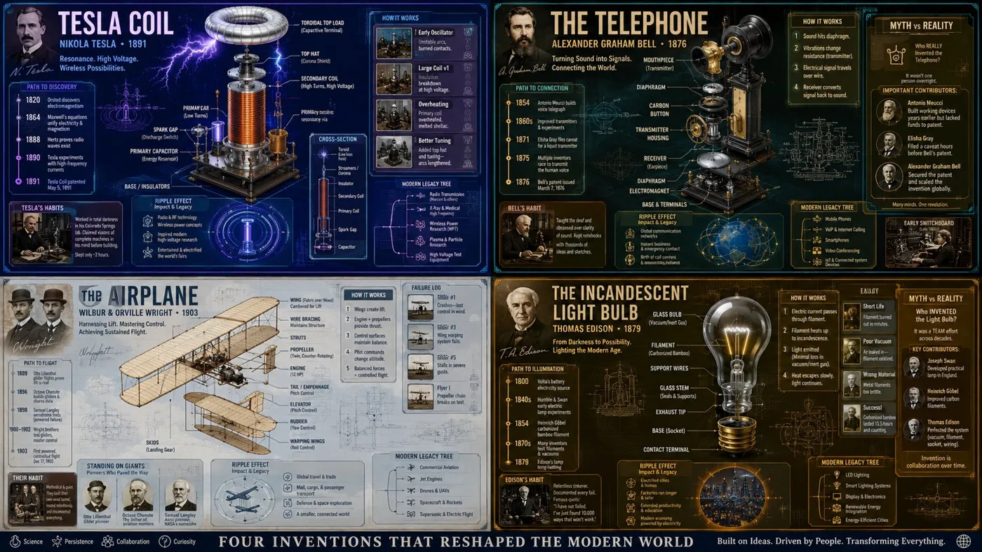 Famous inventions isometric patent analysis grid — Sonra