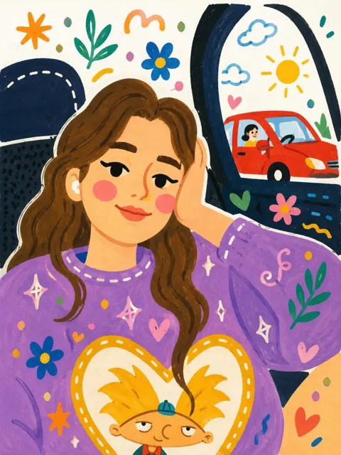 Stylized gouache folk art marker illustration