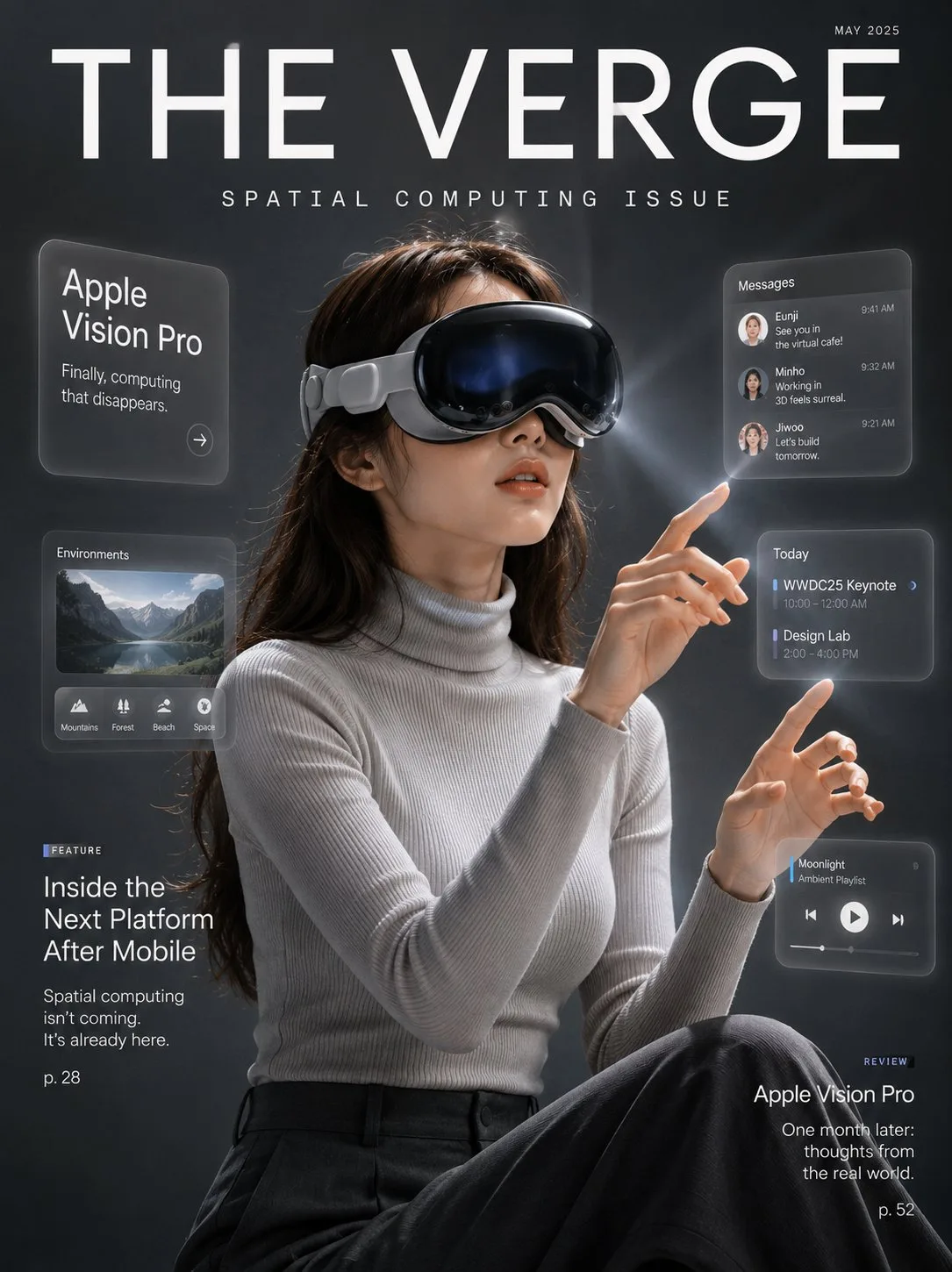 Tech magazine cover korean woman apple vision pro — After