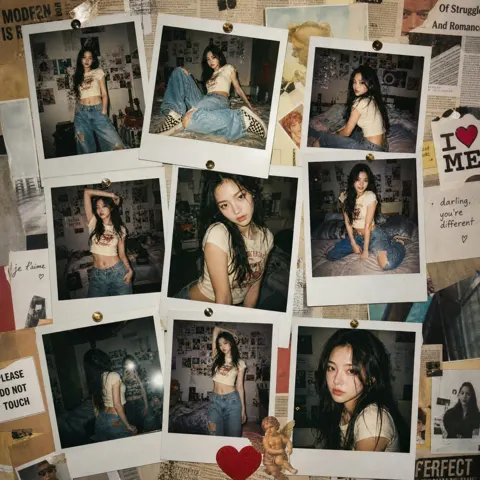 Ultra realistic y2k fashion polaroid editorial