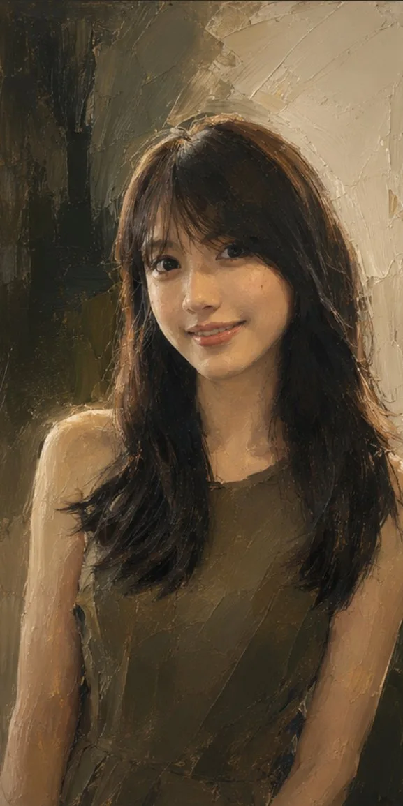 Modern museum grade fashion oil portrait prompt — After