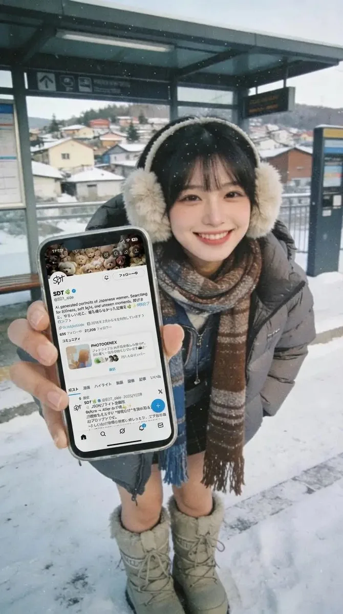 女生展示自己手机照片 — Sonra