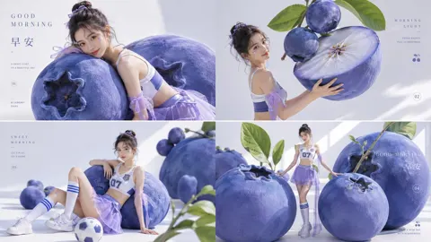 Bright clear fashion collage football baby blueberry