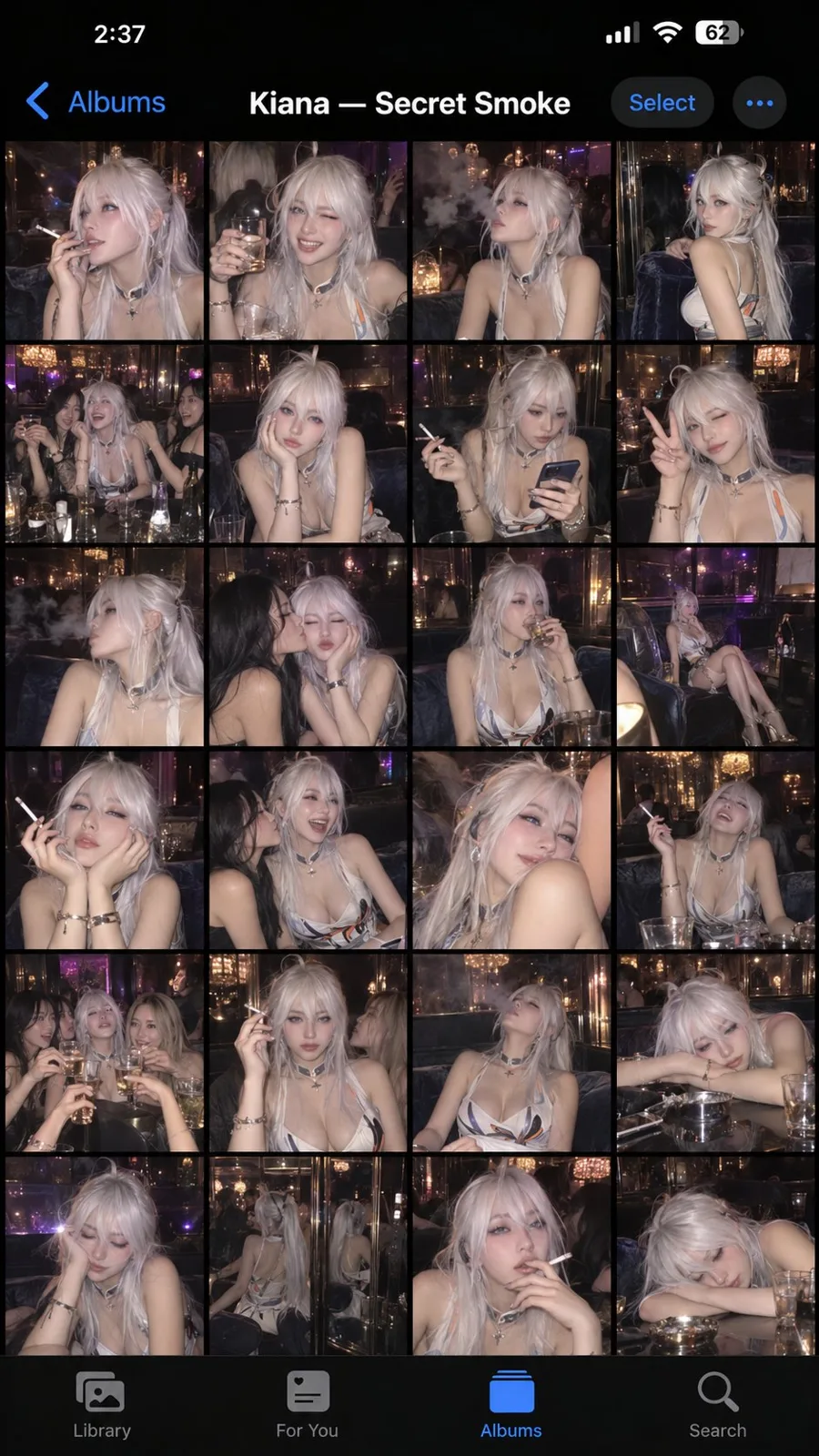 Realistic iphone nightlife photo album grid — After