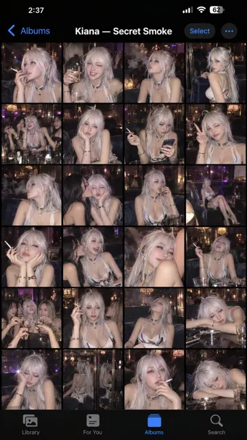 Realistic iphone nightlife photo album grid