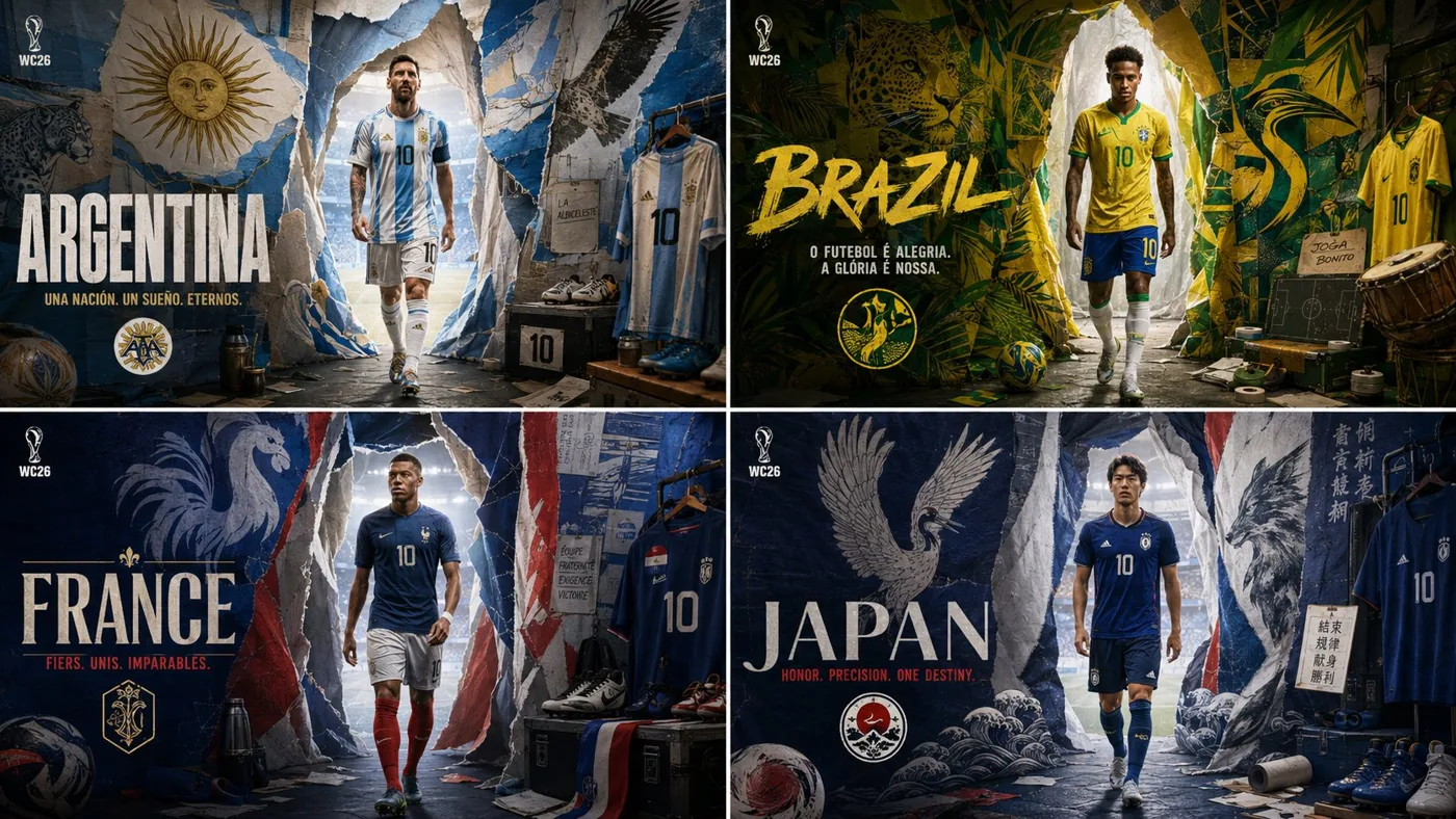 World cup 2026 torn paper tunnel sportswear editorial — After