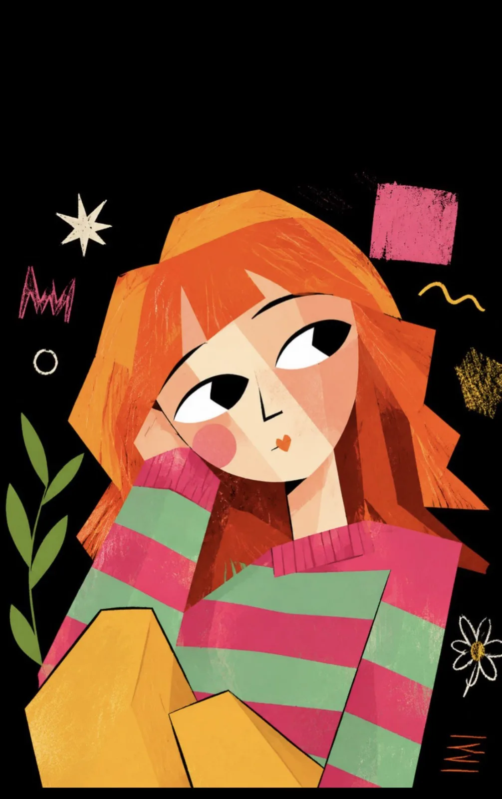 Cute neo expressionist cubist minimal portrait — Sonra