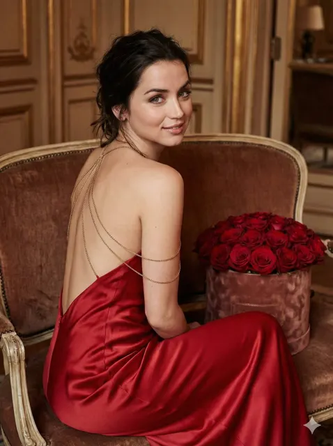 Luxury red dress movie moment