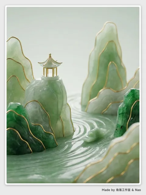 Jade gold minimalist landscape