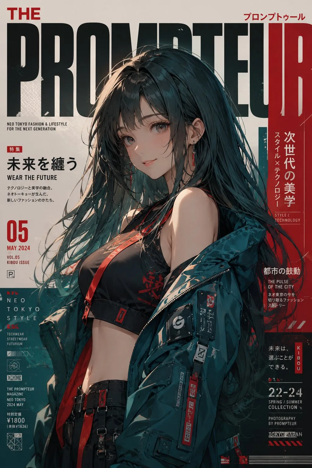 Neo tokyo fashion magazine cover anime realism — Sonra