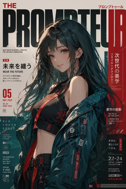 Neo tokyo fashion magazine cover anime realism