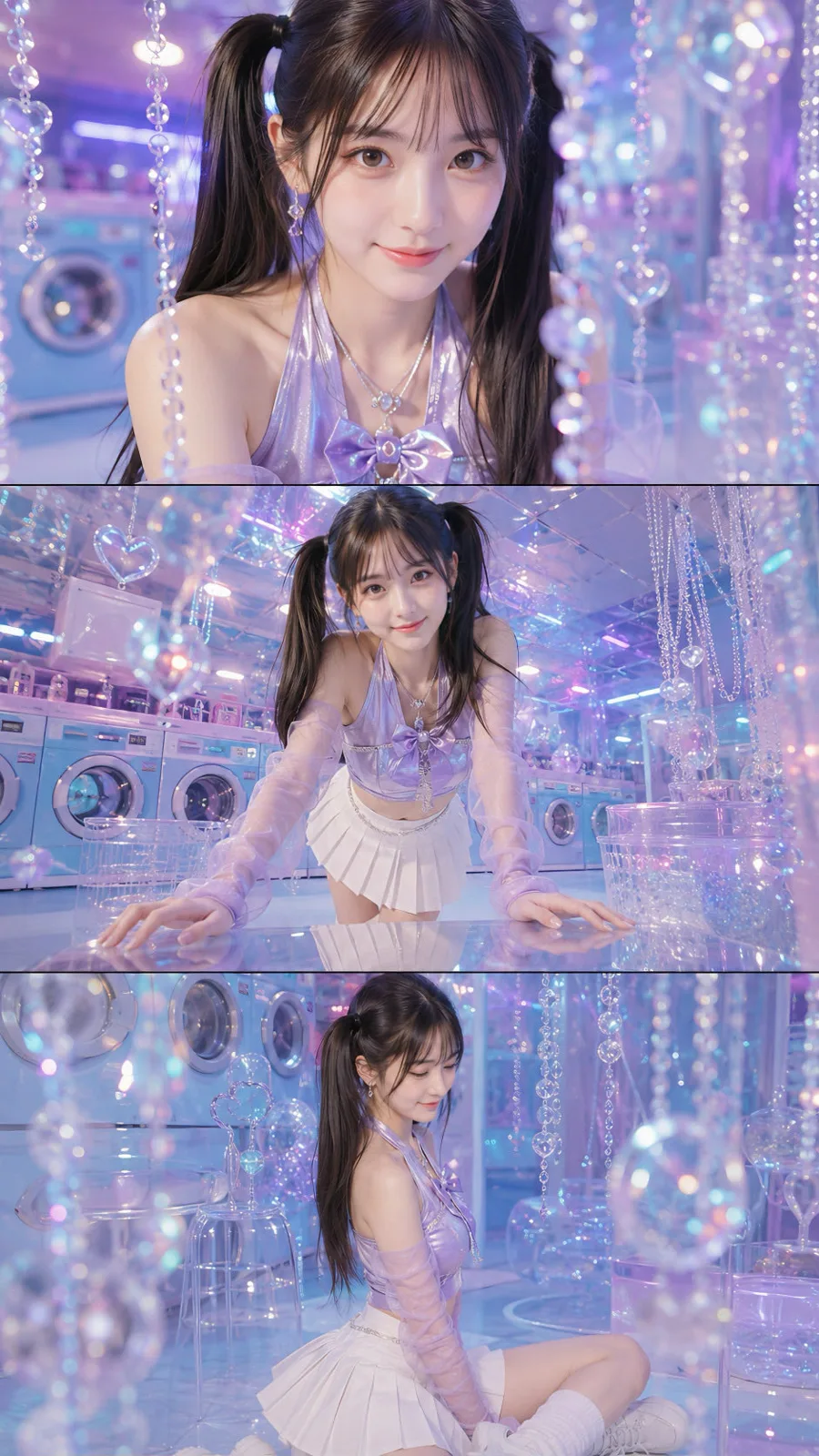 Japanese fashion editorial laundromat composite prompt — After
