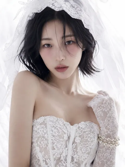 Avant garde bridal white lace portrait