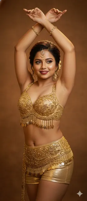 Stunning belly dancer in light