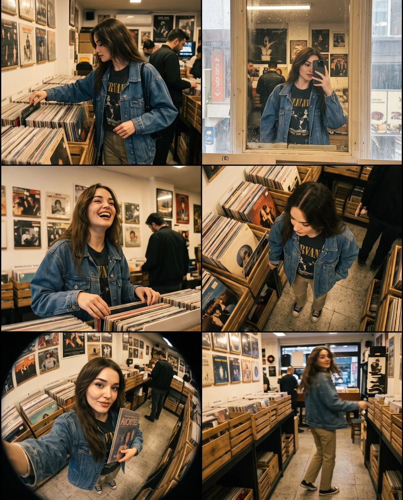 Record store candid photo collage lifestyle — Sonra