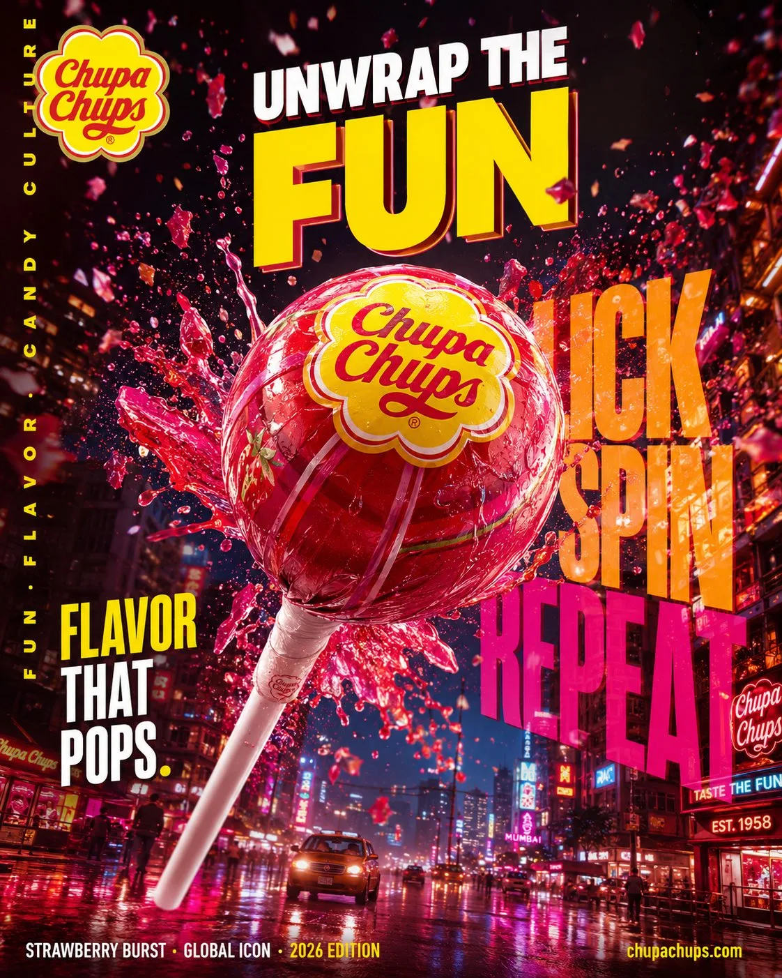 Hyper realistic fmcg candy billboard poster design — Sonra